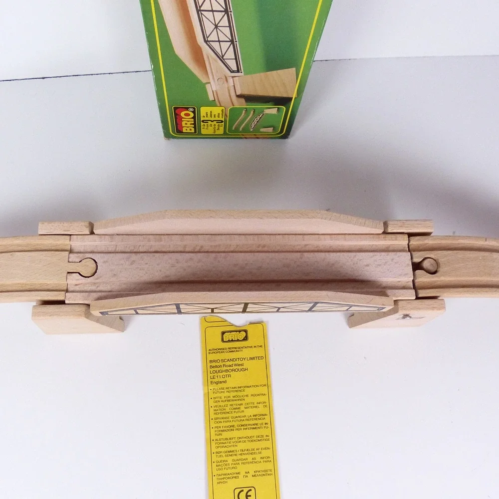 Vintage BRIO Lifting Bridge Wood Drawbridge Suspension 33364 Sweden Original Box